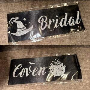 Bridal Coven Black & Silver Sash - Wedding, Bachelorette or Bridesmaid Gift